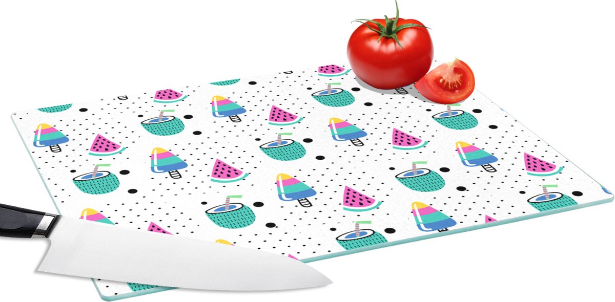 Glazen Snijplank - 39x28 - Patroon - IJs - Watermeloen - Snijplanken Glas
