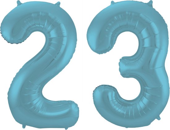 Folieballon 23 jaar metallic pastel blauw mat 86cm