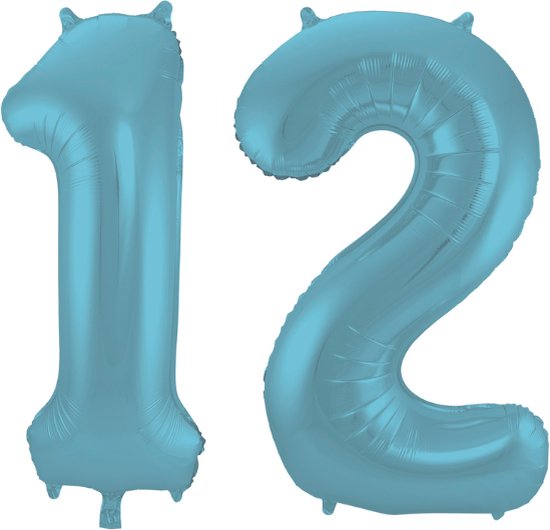 Folieballon 12 jaar metallic pastel blauw mat 86cm