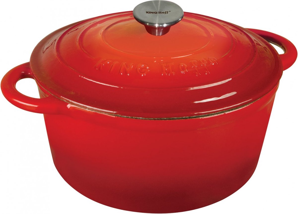 Kinghoff 1529 - gietijzeren braadpan - Ø24 cm - 4L - rood- emaille