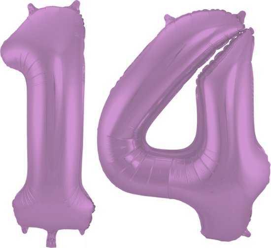 Folieballon 14 jaar metallic paars 86cm