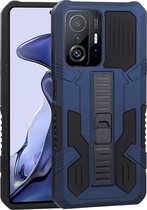 Xiaomi 11T Pro Hoesje - Mobigear - Armor Stand Serie - Hard Kunststof Backcover - Blauw - Hoesje Geschikt Voor Xiaomi 11T Pro