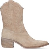 Manfield - Dames - Taupe suède cowboylaarzen - Maat 36