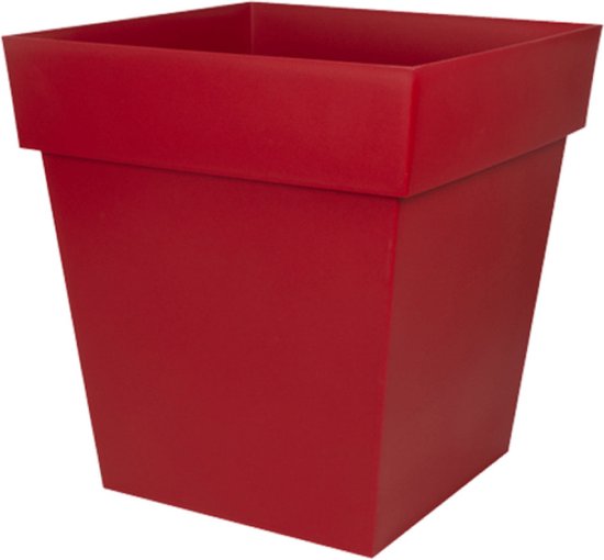 Pot de fleurs Toscane carré plastique rouge L32 x W32 x H32 cm - 22 litres - Pots de fleurs / cache- pots