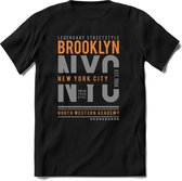 New York City - Brooklyn | TSK Original & vintage | T-Shirt Heren - Dames | Zilver - Goud | Perfect Cadeau Shirt | Grappige Spreuken - Zinnen - Teksten | Maat L