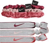 Nike elastische pols/haarbandjes - Zilver/Rood/Roze/Wit - One Size