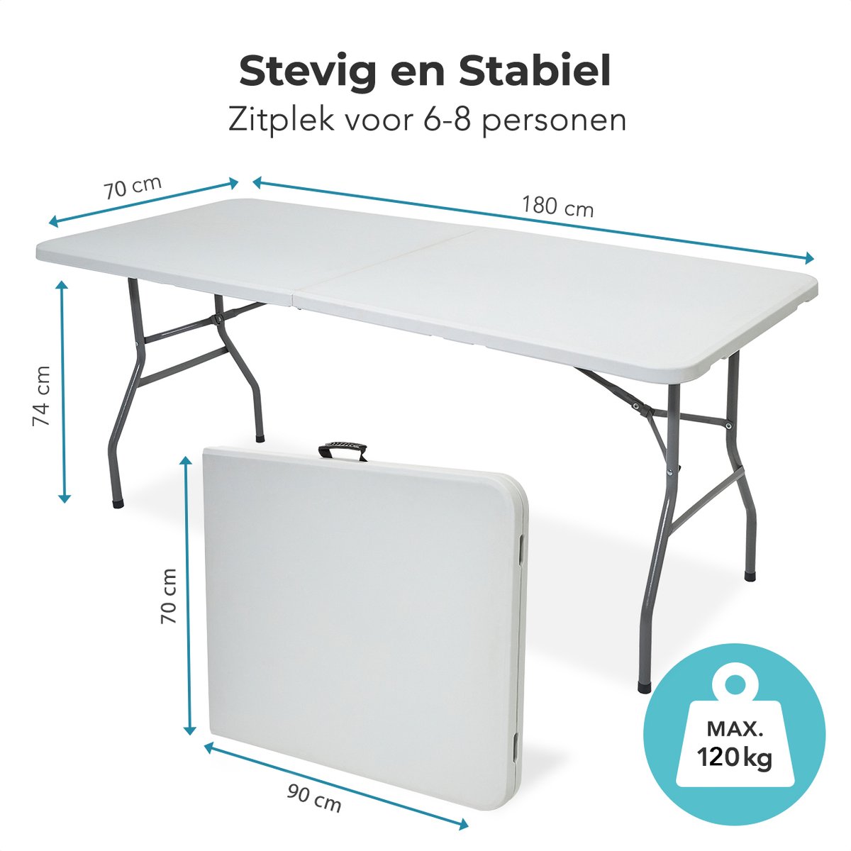 Perel Inklapbare bank weerbestendig 180x25x43cm Wit