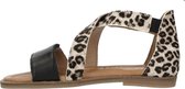 Clic! leren sandalen met panterprint beige/zwart