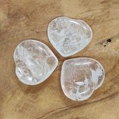 Set van 3 bergkristalen hartjes - 4cm - Edelsteen - met gratis saristof buideltje