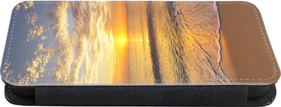 Telefoonhoesje Geschikt voor iPhone 11 Pro telefoonhoesje - Strand - Zonsondergang - Zee - Met vakjes - Wallet case met magneetsluiting