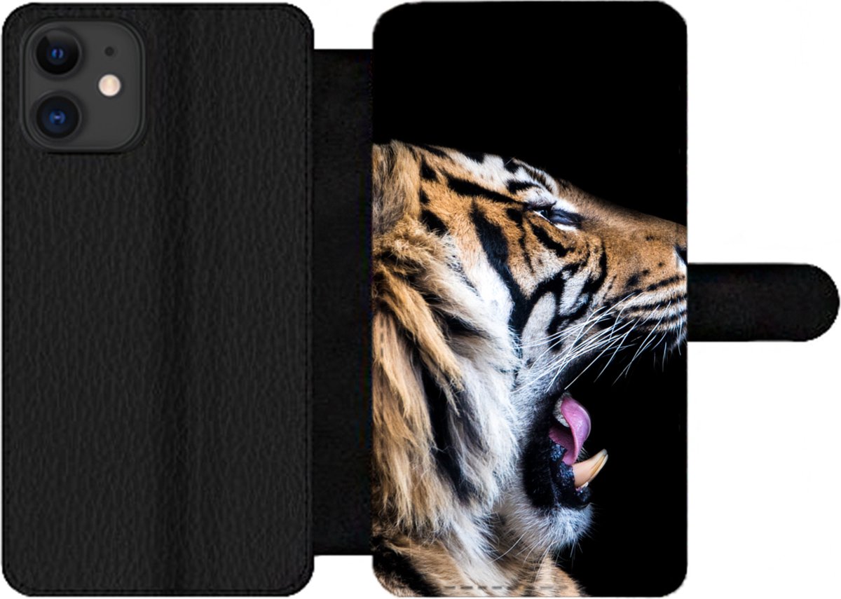 Telefoonhoesje Geschikt voor iPhone 11 telefoonhoesje - Tijger - Dieren - Portret - Met vakjes - Wallet case met magneetsluiting