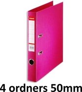 4 x Esselte Ordner Basic - rug 50mm - A4 - Fuchsia