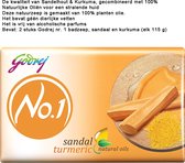 Godrej No.1 Natuurzeep - Badzeep van sandelhout en kurkuma, 115 g - 2 stuks  100% Vegan | Bathing Soap - of Sandal & Turmeric, 115g - 2 pcs