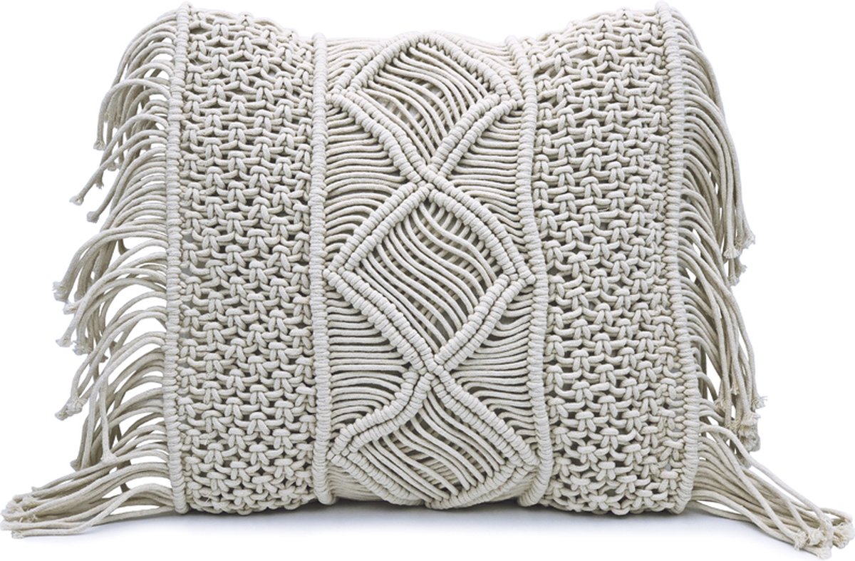 Lavandoux - Macramé Kussen - Bohemian - 40x40 cm - Crème