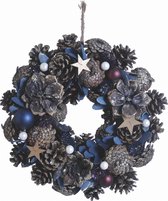 Couronne de Noël champêtre | ø 30 cm | couronne rurale autour | guirlande de porte de décoration de noël | Couronne pour Noël | couronnes de décorations de noël | Bleu