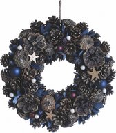 Couronne de Noël champêtre | ø 40 cm | couronne rurale autour | guirlande de porte de décoration de noël | Couronne pour Noël | couronnes de décorations de noël | Bleu