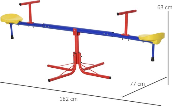 Outsunny Kinderen tuinwip 360° draaibare wip carrouselwip metaal meerkleurig 344-023