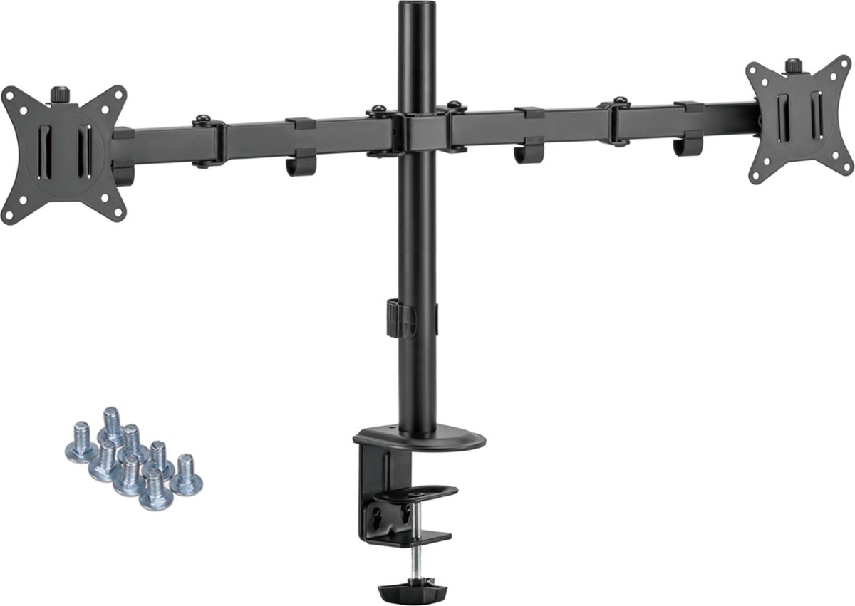 Dubbele monitor arm | Draaibaar | Kantelbaar | Max. gewicht: 9 kg per arm | 17 t/m 32 inch | Allteq