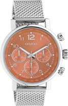 OOZOO Timepieces - zilverkleurige horloge met zilverkleurige metalen mesh armband - C10903 - Ø42