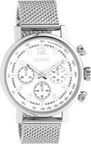 OOZOO Timepieces - zilverkleurige horloge met zilverkleurige metalen mesh armband - C10900 - Ø42