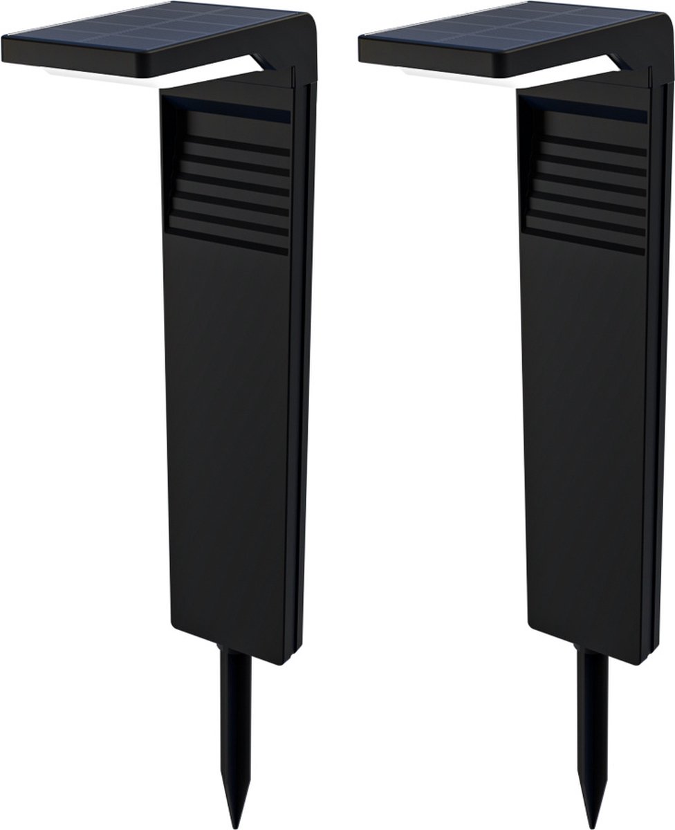 Maine Solar padverlichting prikspot - 2 stuks - Geschikt voor buiten IP65 - Sfeervol 3000K warm wit licht - Zwart - 2 jaar garantie