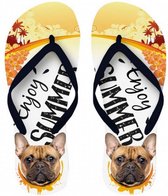 teenslippers Franse Bulldog rubber wit maat 40-42