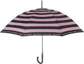paraplu strepen dames 112 cm microfiber roze/zwart