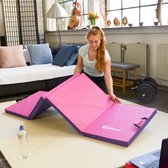 200x60 turnmat voor thuis - inklapbaar - 5 cm gymnastiekmat - kinderen zachte vloermat roze