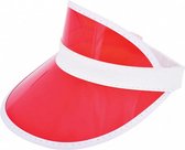 zonneklep 58 cm PVC wit/rood one-size