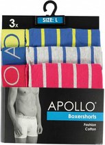 boxershort heren katoen blauw/grijs/rood 3 stuks maat L