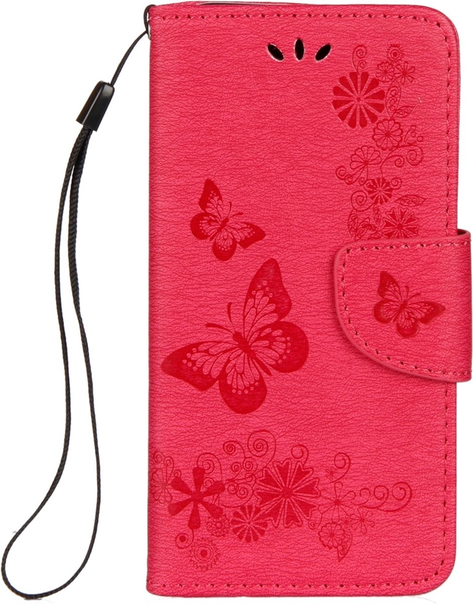 Mobigear Telefoonhoesje geschikt voor Apple iPhone X Hoesje | Mobigear Butterfly Bookcase Portemonnee | Pasjeshouder voor 2 Pasjes | Telefoonhoesje voor Pinpas / OV Kaart / Rijbewijs - Rood