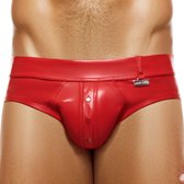 Modus Vivendi - Leather Legacy Bottomless Slip Rood - Maat S - Jockstrap & Slip Combinatie - Mannen Ondergoed - Nep leer