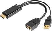 Kebidu HDMI 2.0 naar DisplayPort USB powered 4K converter - Zwart - 0.15m