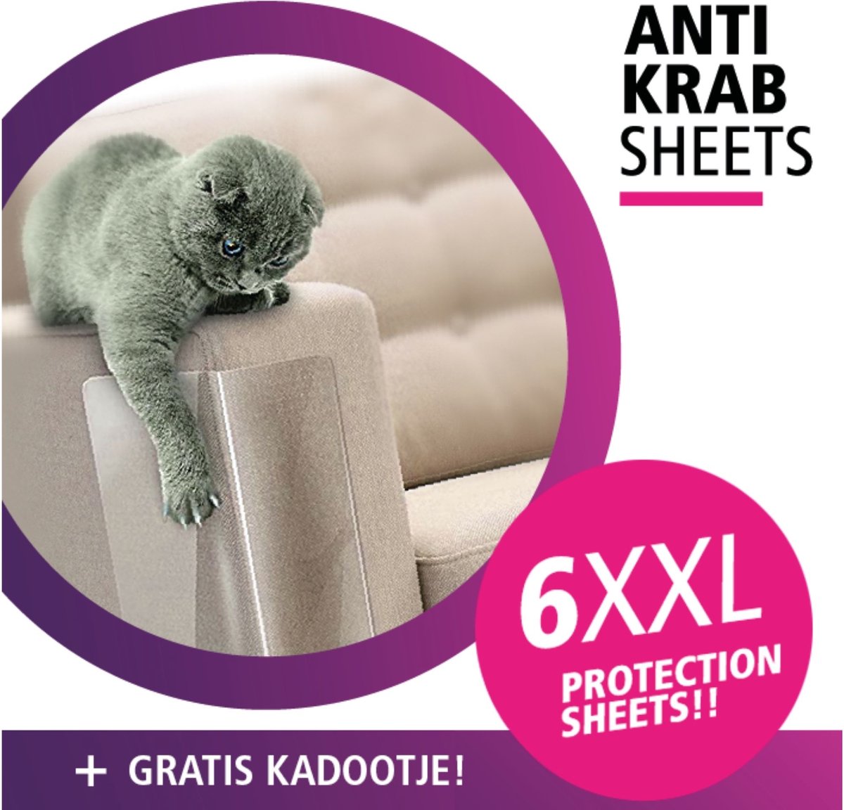 Ekkie & Pets Anti Krab Sheets - 6 XXL Stuks - Anti Krab Katten - Tegen Krabschade - Gratis Kado - Hoogwaardige kwaliteit - Transparant