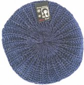 baret France dames wol zilver/marineblauw one-size