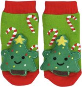 sokken kerstboom junior katoen/polyester rood/groen one-size