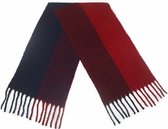 sjaal Lijnen dames 190 x 50 cm polyester rood/donkerblauw