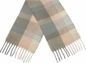 sjaal Geruit dames 180 x 50 cm polyester/acryl beige/grijs
