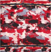 sjaal Camo dames 90 x 90 cm polyester rood/zwart