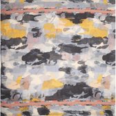 sjaal Camo dames 90 x 90 cm polyester zwart/geel