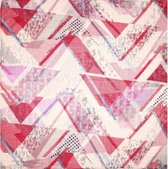 sjaal dames 90 x 90 cm polyester beige/roze
