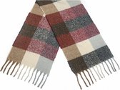 sjaal Geruit dames 190 x 50 cm polyester rood/bruin/beige