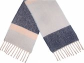 sjaal Blokken dames 180 x 50 cm polyester grijs/blauw/roze