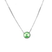 New Bling 9NB-0809 Zilveren Ketting met Hanger - Dames - Kristal - Licht Groen - 11,5 mm Doorsnee - Ankerschakel - 38 + 5 cm - 1 mm Dikte - Rhodium - Zilver