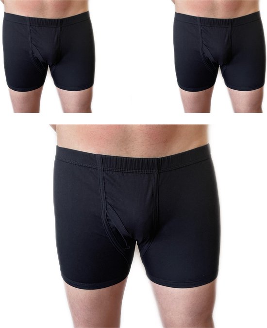 Embrator 3-stuks mannen Boxershort met gulp zwart maat M