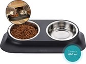 Homefy Voerbak Hond / Kat met Standaard - 2 x 400 ML - RVS
