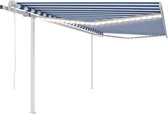 vidaXL Luifel automatisch met LED en windsensor 4x3.5 m blauw en wit