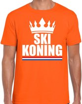 Oranje Ski koning apres ski shirt met kroon heren - Sport / hobby kleding S