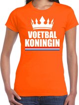 Oranje voetbal koningin shirt met kroon dames - Sport / hobby kleding XS