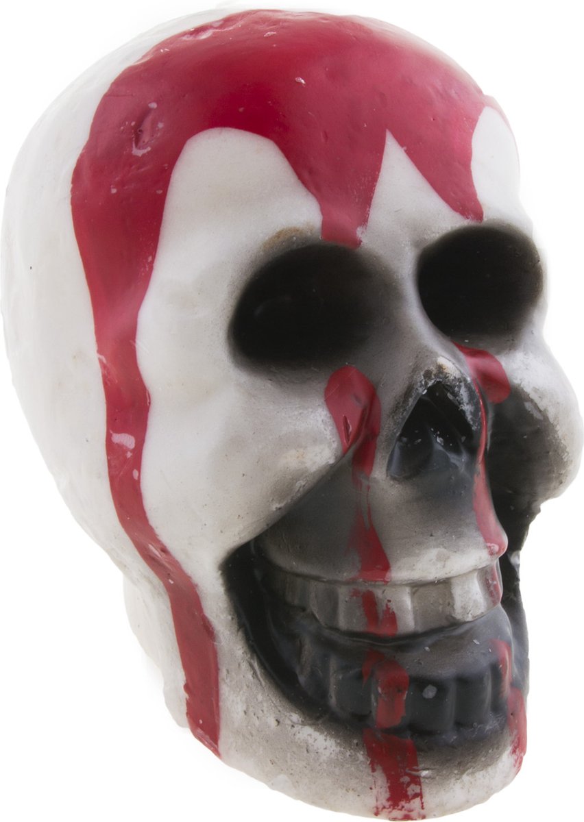 Kaars doodshoofd / doodskop met lopend bloed - 16 x 13 cm - feestdecoratievoorwerp - Halloween